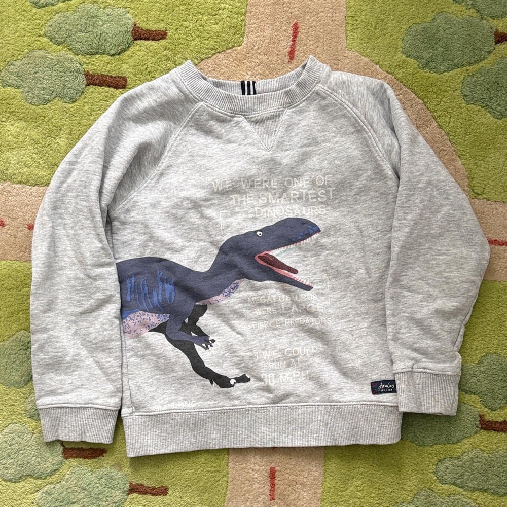 Joules Light Gray Kids Sweatshirt with Navy Stripe Detail